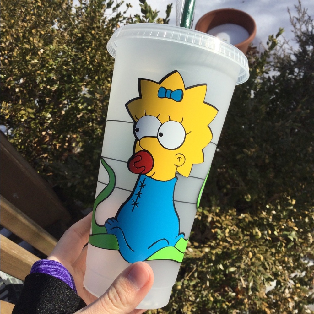 ❗️ FINAL PRICE, Custom Alien Maggie Simpson Venti Starbucks Cup